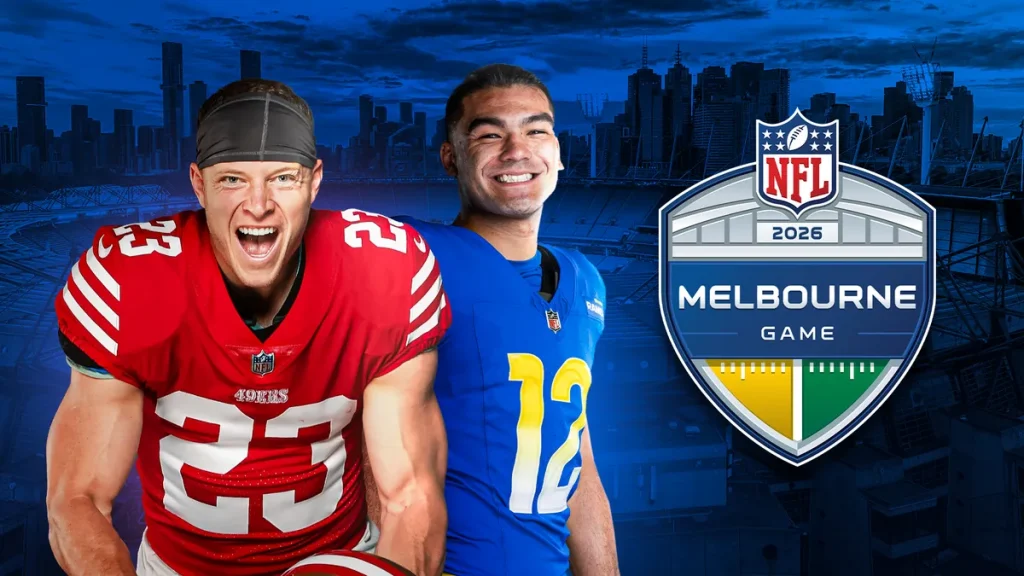 Los Angeles Rams and San Francisco 49ers promote the 2026 NFL Melbourne Game