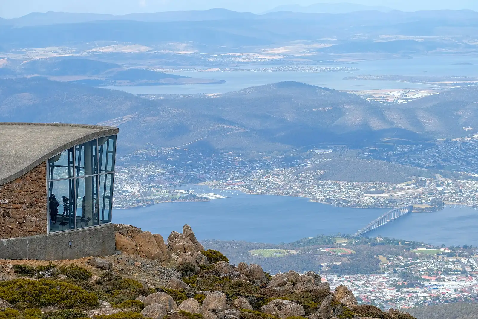 Hobart and the River Derwent viewed from kunanyi/Mount Wellington