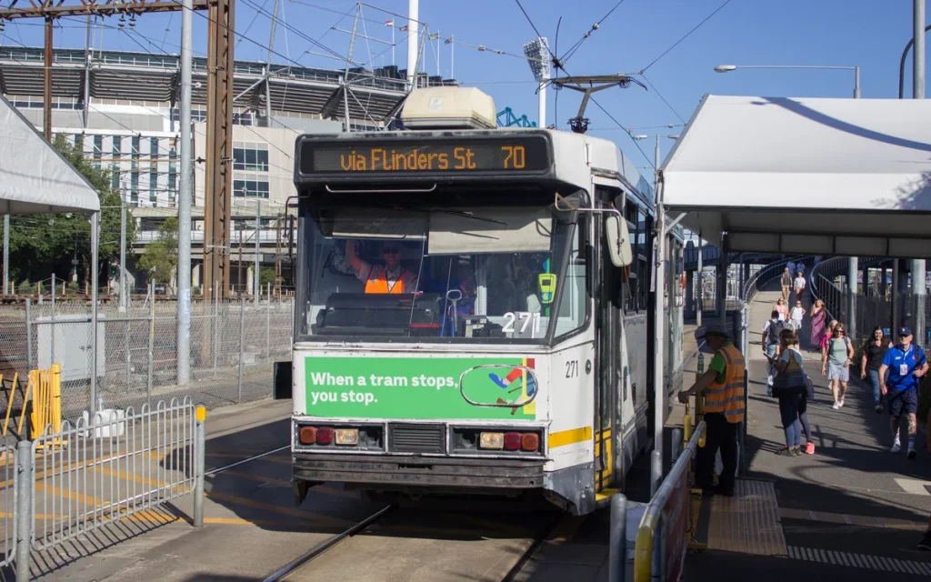 Route 70 tram at Rod Laver Arena near the MCG
