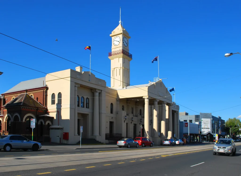Richmond Town Hall and its clock tower on Bridge Road