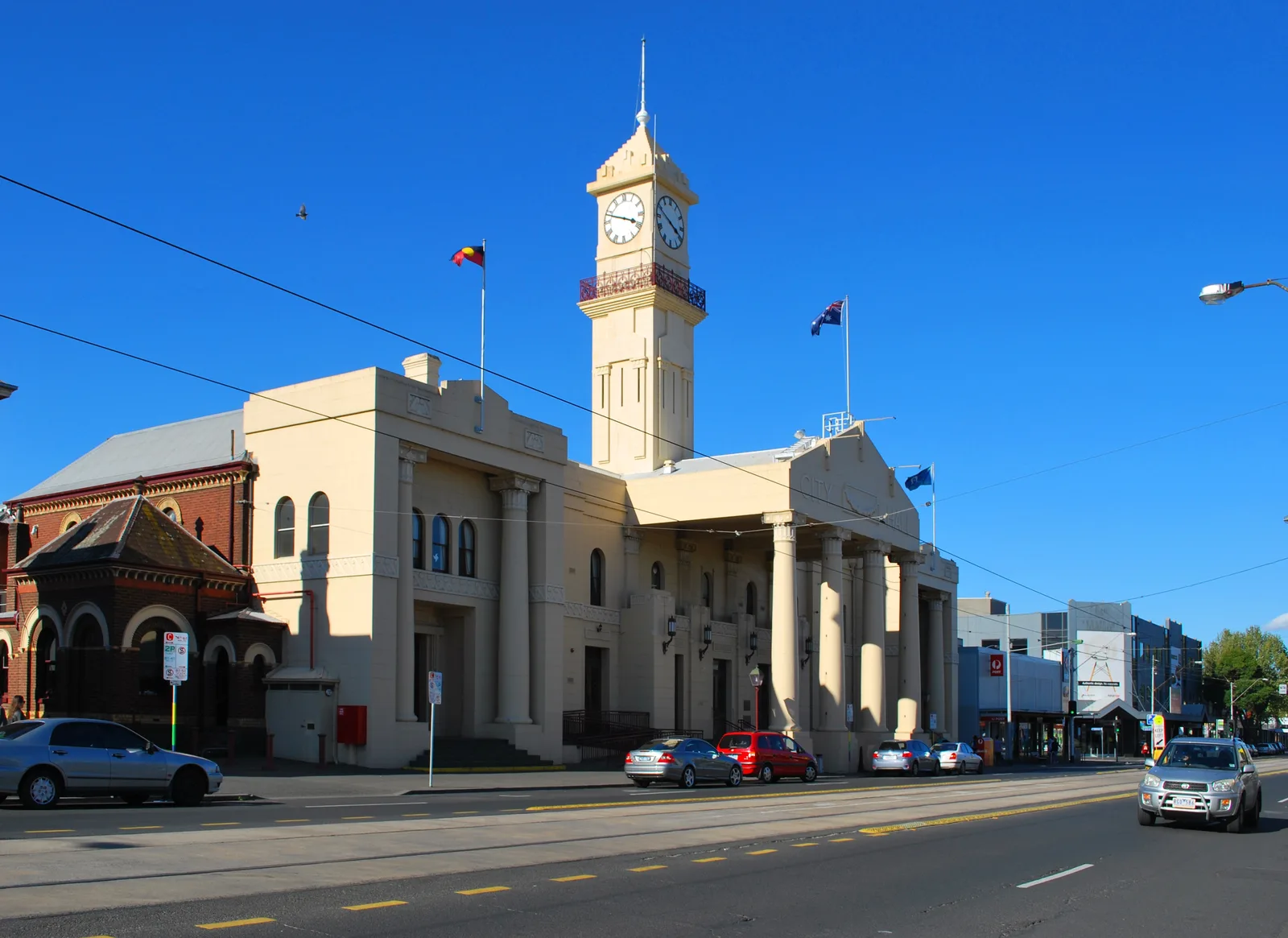 Richmond Town Hall and its clock tower on Bridge Road